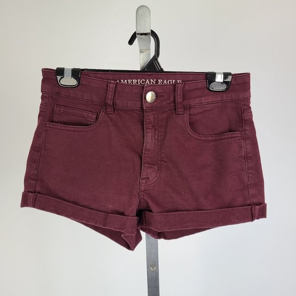 AEO Burgundy Hi Rise Shortie Size 6